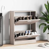 Oak Look Wooden Shoe Cabinet with 2 Compartments