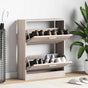 Oak Look Wooden Shoe Cabinet with 2 Compartments