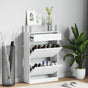 Shoe Cabinet with a Drawer and a Top Glass Shelf Wood White