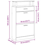 Shoe Cabinet with a Drawer and a Top Glass Shelf Wood Oak Look