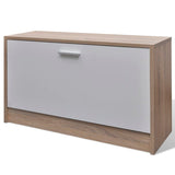 Oak and White 3-in-1 Wooden Shoe Cabinet Set - Rear View