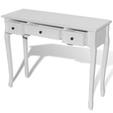 Dressing Console Table with Three Drawers White - Rear View
