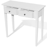 Dressing Console Table with Two Drawers White - Front View