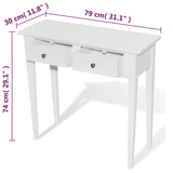 Dressing Console Table with Two Drawers White - Rear View