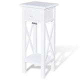 Side Table with Drawer White - Front View