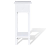Side Table with Drawer White - Side View