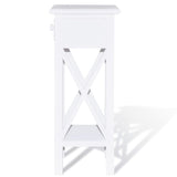 Side Table with Drawer White - 45-Degree Angle