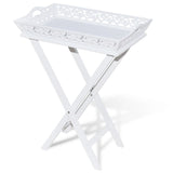 Side Table with Tray White - Front View