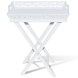 Side Table with Tray White - Side View