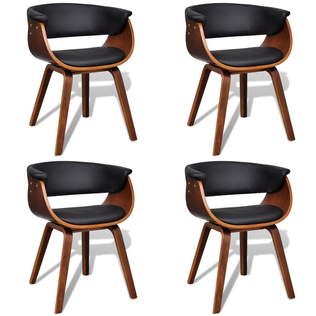 Dining Chairs 4 pcs Bent Wood and Faux Leather