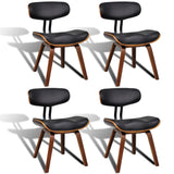 Dining Chairs 4 pcs Bent Wood and Faux Leather - Front View