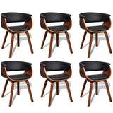 Dining Chairs 6 pcs Bent Wood and Faux Leather - Front View