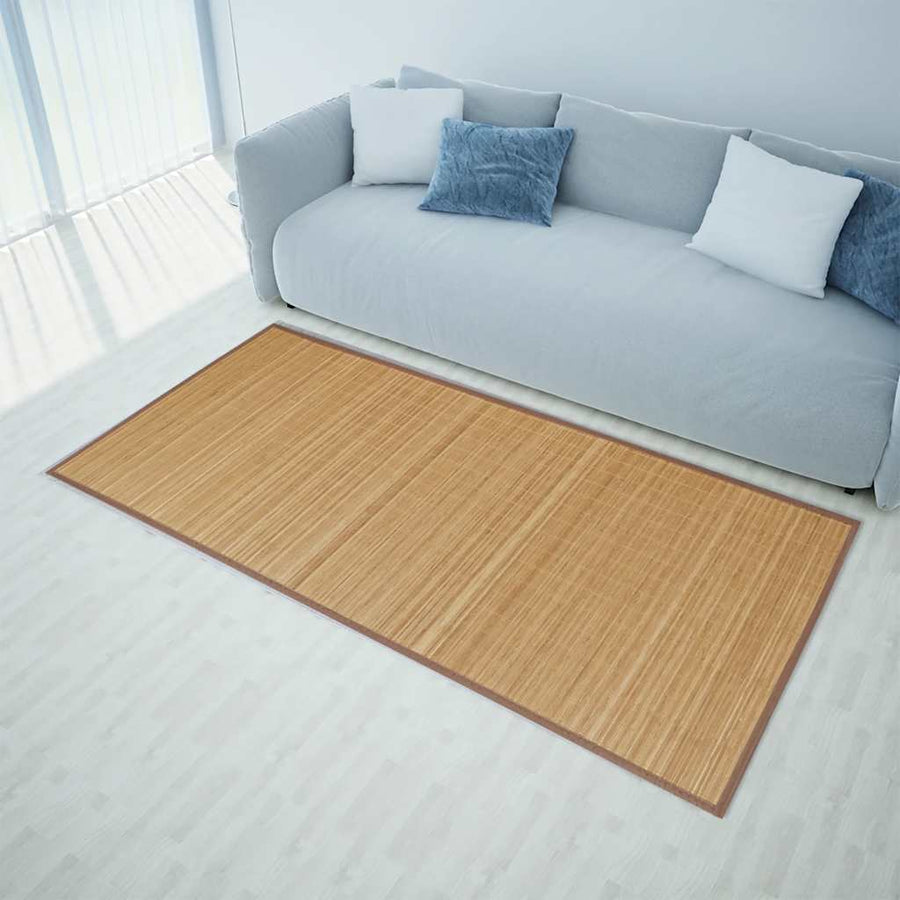 Rectangular Brown Bamboo Rug 80 x 300 cm