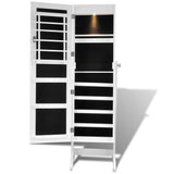 White Free Standing Jewellery Cabinet with LED Light and Mirror Door