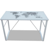 Rectangular Desk with Map Pattern - Top-Down View