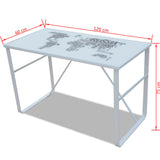 Rectangular Desk with Map Pattern - Rear View