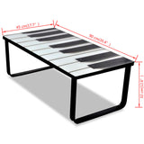Coffee Table with Piano Printing Glass Top - Close-Up Angle