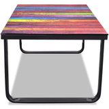 Coffee Table with Rainbow Printing Glass Top - Side View