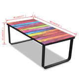Coffee Table with Rainbow Printing Glass Top - Close-Up Angle