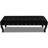 Black Bench Velvet Fabric with Crystal Buttons - Front View