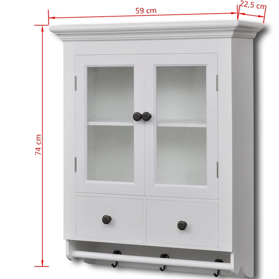 Wooden Kitchen Wall Cabinet with Glass Door White