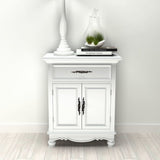 Wooden Cabinet with 2 Doors 1 Drawer White - Low Angle