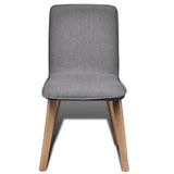Dining Chairs 6 pcs Light Grey Fabric and Solid Oak Wood (241153+241154) - Front View