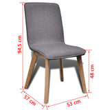 Dining Chairs 6 pcs Light Grey Fabric and Solid Oak Wood (241153+241154) - Close-Up Angle