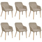 Dining Chairs 6 pcs Beige Fabric and Solid Oak Wood