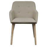 Dining Chairs 6 pcs Beige Fabric and Solid Oak Wood - Side View