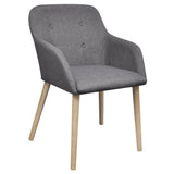 Dining Chairs 4 pcs Light Grey Fabric and Solid Oak Wood - Front View