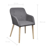 Dining Chairs 4 pcs Light Grey Fabric and Solid Oak Wood - Rear View