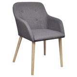 Dining Chairs 6 pcs Light Grey Fabric and Solid Oak Wood - Front View