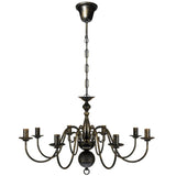 Antique Black Metal Chandelier 8 x E14 Bulbs - Front View
