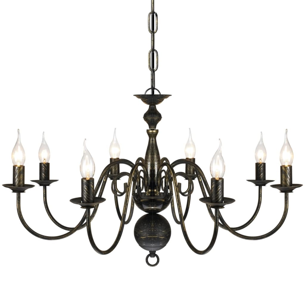 Antique Black Metal Chandelier 8 x E14 Bulbs