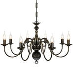 Antique Black Metal Chandelier 8 x E14 Bulbs