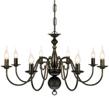 Antique Black Metal Chandelier 8 x E14 Bulbs - Top-Down View