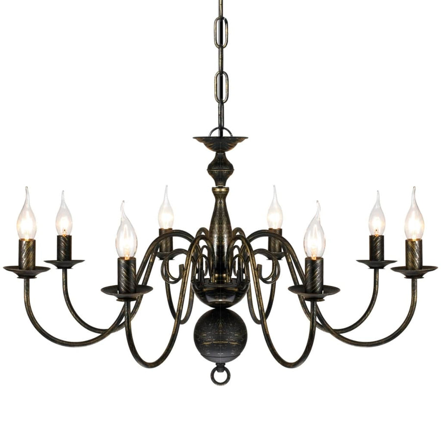 Antique Black Metal Chandelier 8 x E14 Bulbs