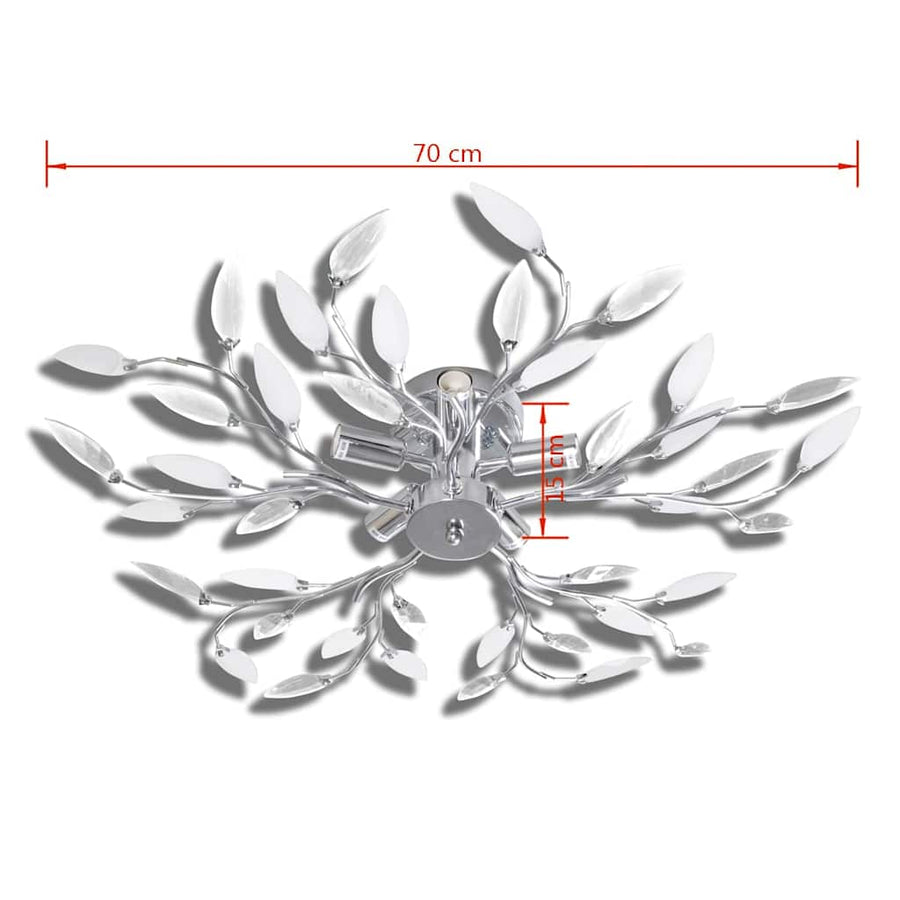 Transparent&White Ceiling Lamp Acrylic Crystal Leaf Arms 5 E14 Bulbs
