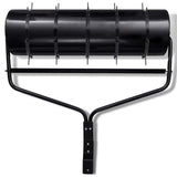 Black Garden Lawn Roller with 5 Aerator Bands 30 cm - Top-Down View