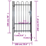 Fence Gate with Hoop Top (single) 100 x 198 cm - 45-Degree Angle