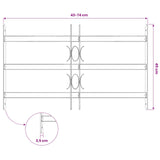 Adjustable Security Grille for Windows with 3 Crossbars 500-650 mm - 45-Degree Angle