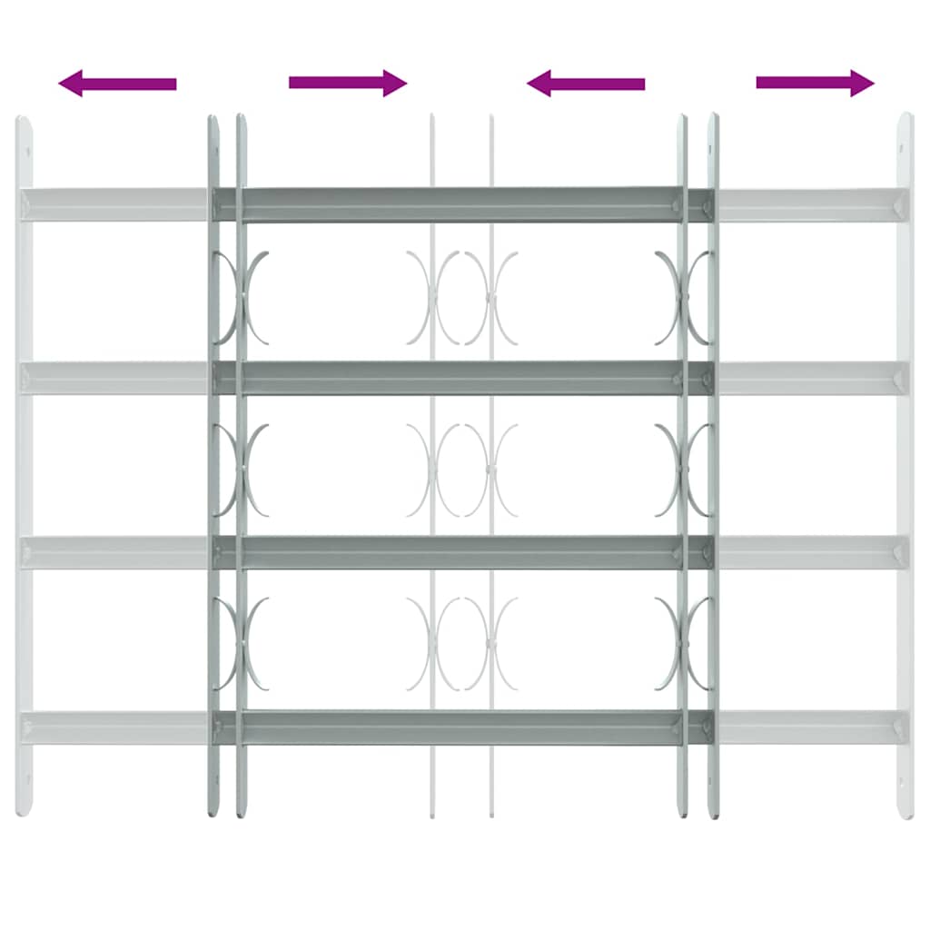 Adjustable Security Grille for Windows with 4 Crossbars 500-650 mm