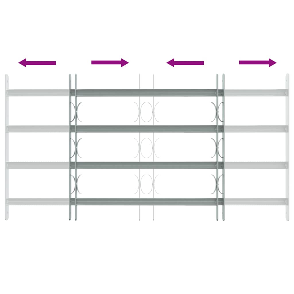 Adjustable Security Grille for Windows with 4 Crossbars 700-1050 mm