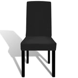 6 pcs Black Straight Stretchable Chair Cover - Side View