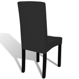 6 pcs Black Straight Stretchable Chair Cover - Top-Down View
