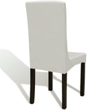 6 pcs Cream Straight Stretchable Chair Cover - Top-Down View