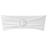 25 pcs White Stretchable Decorative Chair Band with Diamond Buckle