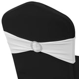 25 pcs White Stretchable Decorative Chair Band with Diamond Buckle - 45-Degree Angle