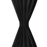 2 pcs Black Micro-Satin Curtains with Loops 140 x 175 cm - Side View